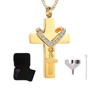 Urnschmuck para cenizas | Colgante de cenizas de recuerdo - Creativo Cruz Colgante Urna, Collar con Compartimiento para Recordar, Cremación, Decoración del hogar, Funeral, Siehe Beschreibung
