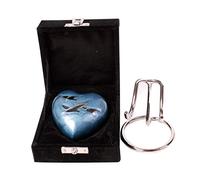 UrnsWithLove pequeña de Recuerdo para Cenizas con Nueva Tapa Mejorada, Mini voladores corazón urna Conmemorativa con Caja y Soporte (pájaros Azules), Medium