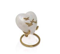 UrnsWithLove Urna de cremación con Forma de corazón para Cenizas, urna Conmemorativa con Forma de corazón pequeño (pájaros Blancos de Perla)