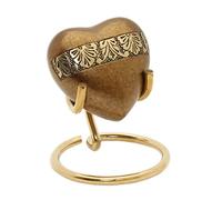 UrnsWithLove Urna pequeña de Recuerdo para Cenizas, corazón con Caja y Soporte, marrón/Dorado, Medium
