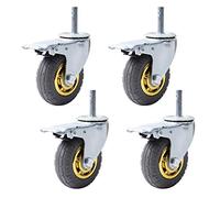 URNSXVFI 4 Pieza de Alta Resistencia Muebles Goma Giratorio Rodamiento Ruedas 360° Rotación Industrial Transporte Ruedas M14 x 60mm Repuesto Freno + Universal 100mm Freno 125mm