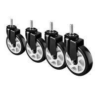 URNSXVFI 4 Pulgada Ruedas giratorias con M12*30mm vástago roscado Sin Ruido PU 1100lbs Capacidad de Carga Frenada Activo Juego de 4 para Muebles & Bancos de Trabajo