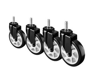 URNSXVFI 4 Pulgada Ruedas giratorias con M12*30mm vástago roscado Sin Ruido PU 1100lbs Capacidad de Carga Frenada Activo Juego de 4 para Muebles & Bancos de Trabajo