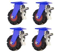URNSXVFI de Alta Resistencia Elástico Rueda para Carro Juego 4 Ruedas 6" 8" 10" 12" Macizo Goma con Doble De Bloqueo Frenos 2000 lbs Capacidad de Carga Industrial Transporte Ruedas