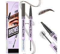 UroClysmic Lápiz de Cejas Waterproof 2 en 1 con Punta de 4 Dientes, Microblading Efecto 3D Natural, Larga Duración 24h, Eyebrow Pencil Maquillaje Profesional para Cejas Definidas, Marrón oscuro