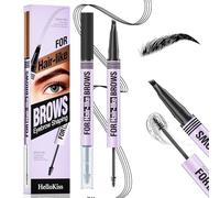 UroClysmic Lápiz de Cejas Waterproof 2 en 1 con Punta de 4 Dientes, Microblading Efecto 3D Natural, Larga Duración 24h, Eyebrow Pencil Maquillaje Profesional para Cejas Definidas, Negro