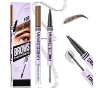 UroClysmic Lápiz de Cejas Waterproof 2 en 1 con Punta de 4 Dientes, Microblading Efecto 3D Natural, Larga Duración 24h, Eyebrow Pencil Maquillaje Profesional para Cejas Definidas, Marrón