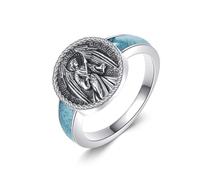 URONE Anillo de plata de ley 925 con sello de arcángel de San Miguel/Benedicto/Rafael/Virgen María/Cristóbal #7-10