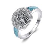 URONE Anillo de San Cristóbal de plata de ley 925 con sello del arcángel Cristóbal joyas religiosas regalo para mujeres y hombres #10