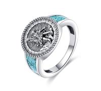 URONE Anillo de San Miguel/Benedicto/Rafael/Virgen María/Cristóbal de plata de ley 925, anillo de sello de arcángel, joyería religiosa, regalo para mujeres y hombres #7-10, Sin piedra preciosa