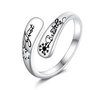 URONE Anillo Just Breathe para mujer, plata de ley 925, diente de león, anillo de aliento, anillo ajustable para el pulgar abierto, joyería inspiradora para aliviar el estrés
