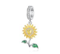 URONE Colgante de girasol de plata de ley para pulseras, colgantes de girasol, joyas florales, regalos para mujeres, pulseras y collares