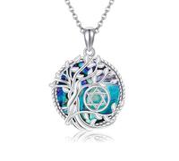 URONE Collar de plata de ley 925 con diseño de árbol de la vida, brújula, sobriedad, Yin y Yang, estrella de David, collar con colgante de árbol genealógico, joyería de regalo para mujer, Plata