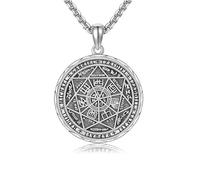 URONE Collar de plata de ley con el sello de los 7 arcángeles Miguel, colgante de medalla protectora, amuletos protectores, regalos para hombres y mujeres, Plata de ley, No es una piedra preciosa