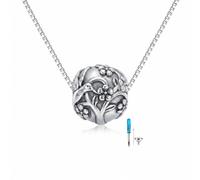 URONE Collar de urna de colibrí para cenizas, plata de ley, dije de flor de colibrí, recuerdo conmemorativo, cremación, joyería de regalo para mujer