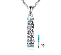 URONE Collar de urna de cremación cilíndrica para cenizas, collar de urna de plata de ley 925 con cilindro hueco para cenizas, recuerdo conmemorativo, cenizas, joyería para mascotas humanas, Acero
