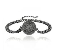 URONE Pulsera de siete arcángeles de plata de ley con sello de los 7 arcángeles de Miguel, medallón religioso para hombre y mujer