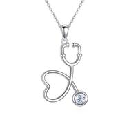URONE Regalos de enfermera para mujer, collar de plata de ley 925 con piedra natal de abril para enfermera, asistente médico, regalos de la semana de enfermera, regalos para enfermeras y médicos, No