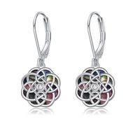 URONE Wiches - Pendientes de nudo de plata de ley 925, diseño de nudo celta, concha de abulón, brujas, joyería protectora, regalos para mujer