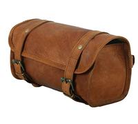 Urooj Handicraft Artesanía Cuero de cabra genuino Motocicleta vintage Herramienta de cierre de hebilla de 2 correas Bolsa marrón Cierre de liberación rápida REFORZADO de 10 "