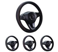 URPIZY 1 funda para volante de coche, piel sintética, transpirable, antideslizante, se adapta a volantes de 37 cm de diámetro y 38 cm de diámetro, adornos gris/grande/naranja/rosa/rosa