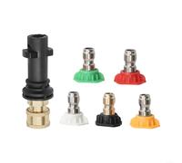 URPIZY Adaptador de lavadora de alta presión con 5 boquillas para Kärcher K2 K3 K4 K5 K6 acoplamiento rápido 1/4 pulgadas conector de latón y goma 3000 PSI accesorios de limpieza