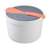 URPIZY Arrocera portátil para microondas y vaporera de polipropileno, olla multifuncional con colador para cocinar al vapor verduras, cocinar pasta y arroz, apta para lavavajillas, compacta (naranja)