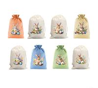 URPIZY Bolsa de Pascua con cordón, diseño de conejo, para dulces, juguetes y regalos de fiesta, para fiestas de primavera y búsqueda de huevos de Pascua, 1 unidad (20 x 30 cm)