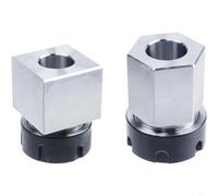 URPIZY ER-32/25/40 - Juego de mandriles de acero 40Cr para tornos CNC, 2 piezas con soporte cuadrado/hexagonal para mecanizado preciso de piezas paralelas/cuadradas (2 unidades ER40)