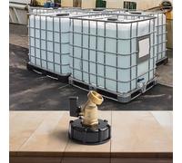 URPIZY IBC - Adaptador para depósito de agua con rosca de 2" y conexión de manguera de jardín de 3/4", para 275-330 galones, con válvula de cierre para riego de jardín, camping, RV