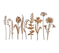 URPIZY Juego de 10 flores de metal rústico para decoración exterior durante todo el año, dimensiones aprox. 12 x 4 pulgadas, para césped, macetas y caminos