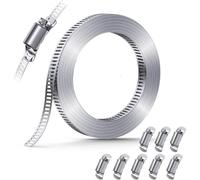 URPIZY Juego de abrazaderas de manguera de acero inoxidable ajustables de 2 a 3,5 m con sujetadores, para tamaños personalizados, compatible con diferentes diámetros de manguera