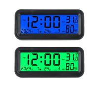 URPIZY Mini reloj digital para coche, funciona con energía solar, fecha, temperatura y humedad, color azul y verde - para salpicadero