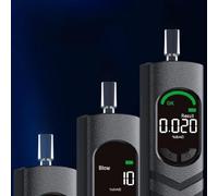 URPIZY MR505 Alcoholímetro digital sin aliento con pantalla LCD, pantalla LED de 3 colores y salida de voz para control de tráfico, sensor semiconductor, 0 C200 mg/100 ml, cargador USB-C