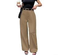 URPIZY Pantalones plisados de cintura alta para mujer, anchos, cómodos | Alto para la cintura, diseño plisado, corte ancho, tejido elástico, aspecto informal