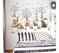 URPIZY Pegatinas de pared 3D de animales del bosque para habitación de los niños: paisaje de montaña calcomanías con motivos vivos, fácil de colocar y quitar sin dejar residuos, 1 juego