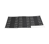 URPIZY Pegatinas de peso fitness para Kraftger?te, material PP, resistente a las manchas y al sudor, 4,5 lb (4,5 ¨C155 kg), pegatinas de números negros para placas de peso, mancuernas, mancuernas y Tr