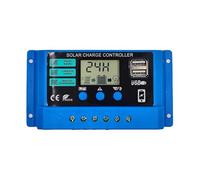 URPIZY Regulador solar de 12 V, 24 V, 30 A, regulador de carga PWM con pantalla LCD para baterías de plomo-ácido y fosfato de litio-hierro, compatible con panel solar, 10 A 20 A