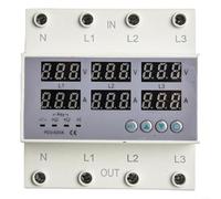 URPIZY Relé digital de sobretensión y bajo voltaje de 3 fases con limitador de corriente, protección de tensión ajustable 220 V/380 V CA, pantalla LCD, montaje en carril DIN