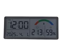 URPIZY Reloj de pared digital LCD grande con indicador de temperatura y humedad, alarma y calendario, diseño rectangular, negro/blanco, 36 x 15 x 2 cm