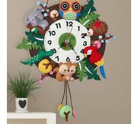 URPIZY Reloj de pared DIY para niños, hecho a mano, de tela no tejida, diseño de animales de dibujos animados, 40 x 32 cm, personalizable, con función de aprendizaje para leer la hora, incluye 1 reloj