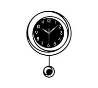 URPIZY Reloj de pared grande con péndulo y movimiento de cuarzo silencioso, funciona con pilas, silencioso, fácil de leer, para salón, cocina o dormitorio, color negro, 45 x 30 cm