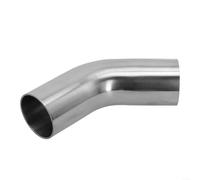 URPIZY Rodillera de acero inoxidable de 45° para tubos de escape, pulido, diámetro 19 - 51 mm, para sistemas de escape de coche, 1 pieza (42 mm)