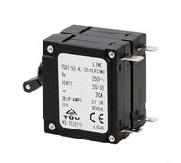 URPIZY RSB1-50-2P - Disyuntor magnético hidráulico para sistemas SAI, corriente nominal de 50 A, disparo electromagnético hidráulico, compatible con AC/DC (250 V CA/80 V CC)