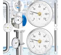 URPIZY Termómetro de tubo de acero inoxidable para un control preciso de la temperatura, rango de medición de 0-120 °C, precisión de 2 °C, para monitorear tuberías de calefacción, tuberías de agua
