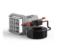 URPIZY Voltímetro digital 3 en 1, medidor de frecuencia con 3 indicadores LED, CA 50-500 V 0-100 A, 0-99 Hz, ± 2% de precisión, 22 mm de tamaño de montaje para industria y bricolaje