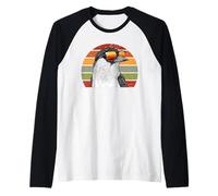 Urraca, pájaro, gafas de sol, ilustración, retro, puesta de sol, amantes de aves Camiseta Manga Raglan