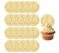 URROMA 20 adornos redondos dorados para cupcakes, decoración para tartas de baby shower, Navidad, bautizo, comunión, bautizo, iglesia, decoración religiosa