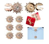 URROMA Cubierta de botón, 6 piezas de botones de diamantes de imitación, botones desmontables para mujer, vestido, camisa, gemelos, flores de sol, clips decorativos (dorado)