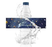URROMA Etiquetas para botellas de agua con temática de cielo estrellado, 50 envoltorios impermeables para bebidas, patrón de la vía láctea, decoración de botellas para bodas, fiestas de cumpleaños,